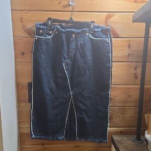 Vintage Paris Blues Dark Denim Skirt Raw Hems Size 7 See Pics 0143